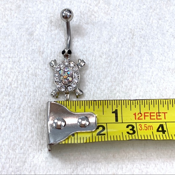 Multicolor Crystal Cute Turtle Belly Button Ring - Picture 8 of 8